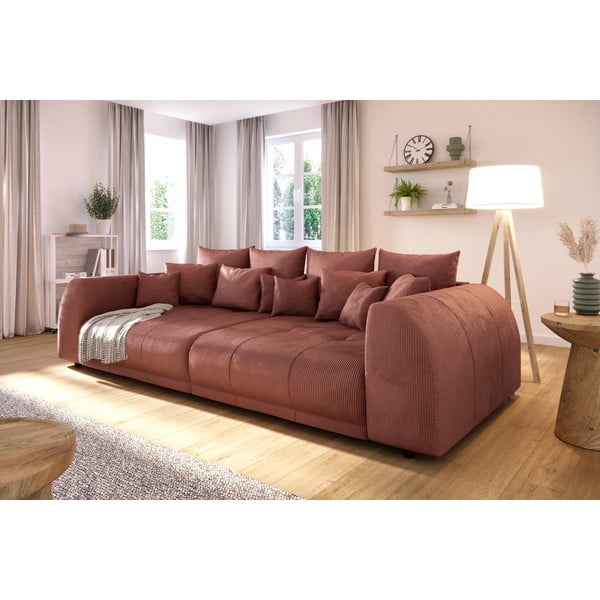 Raudonos plytų spalvos iš kordinio velveto sofa 310 cm Vanessa – Ropez-image-3