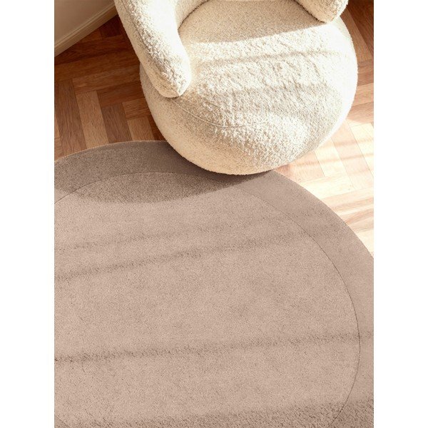 Rankų darbo smėlio spalvos iš vilnos mišinio apvalios formos kilimas ø 200 cm Kivi – Villeroy&Boch-image-1