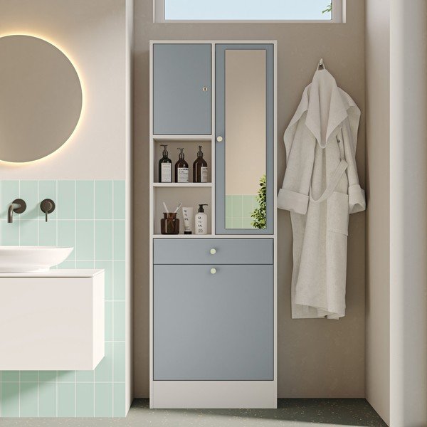 Vonios daiktadėžė baltos spalvos/pilkos spalvos 63x181 cm Combi – TemaHome-image-4