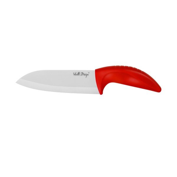 Keraminis "Santoku" peilis, 14 cm, raudonos spalvos