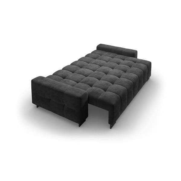 Tamsiai pilkos spalvos iš velveto sulankstoma/su sandėliavimo vieta sofa 250 cm Wicklow – Cosmopolitan Design-image-4