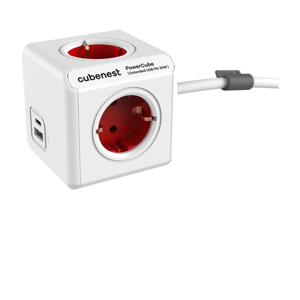 Kištukinis lizdas 13 cm PowerCube Extended USB Schuko – Cubenest