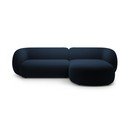 Mėlynos spalvos kampinė sofa iš velveto (su dešiniuoju kampu/su gultu) Kate – Micadoni 