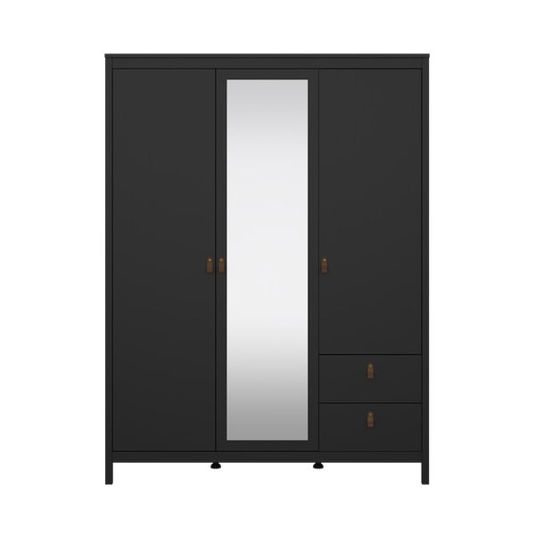 Juodos spalvos drabužių spinta su veidrodžiu 150x199x58 cm Madrid – Tvilum-image-2