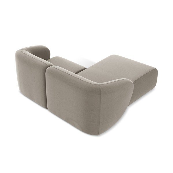 Šviesiai rudos spalvos kampinė sofa iš velveto (su kairiuoju kampu/su gultu) Lani – Makamii-image-3