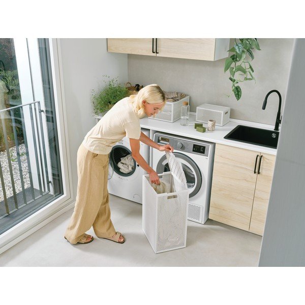 Kreminės spalvos iš perdirbto plastiko skalbinių krepšys 60 l Kaya – Curver-image-1