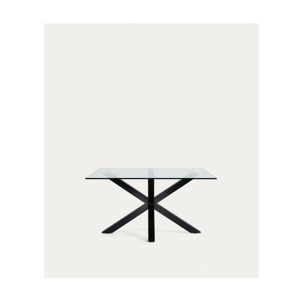 Juodos spalvos kavos staliukas su stikliniu stalviršiu 70x130 cm Argo – Kave Home-image-4