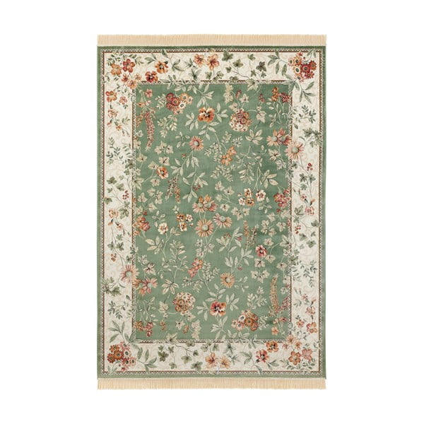 Iš viskozės kilimas žalios spalvos/kreminės spalvos 195x300 cm Oriental – Nouristan