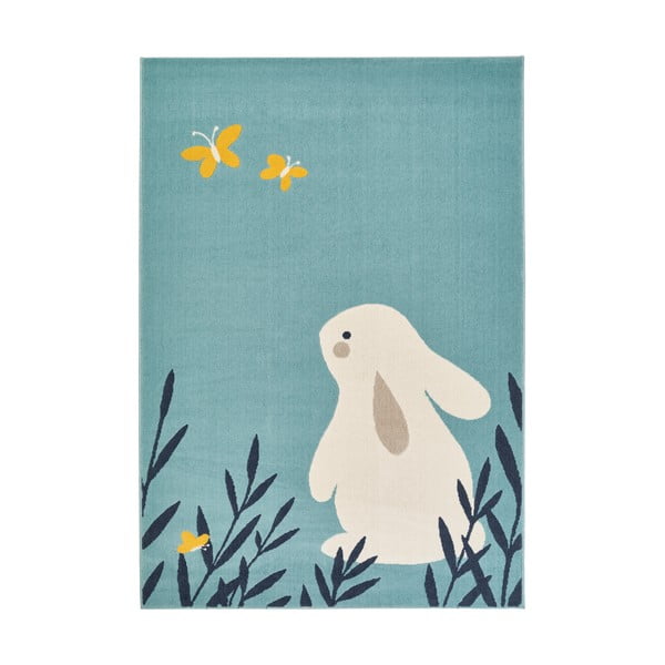 Vaikiškas mėlynas kilimas Zala Living Design Bunny Lottie, 120 x 170 cm