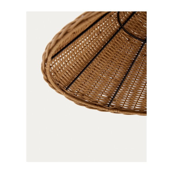 Pastatomas šviestuvas juodos spalvos/natūralios spalvos (aukštis 154 cm) su rotango gaubtu Urania – Kave Home-image-4