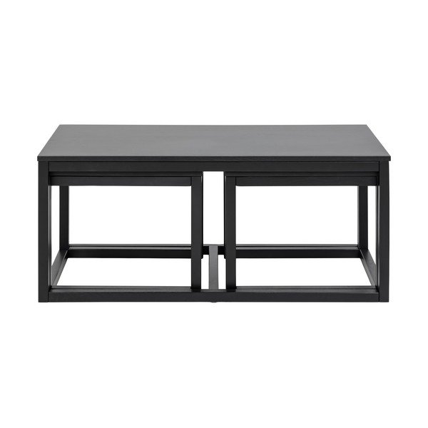 Kavos staliukai juodos spalvos 3 vnt. su ąžuolo dekoro stalviršiu 60x120 cm Cornus – Actona-image-3
