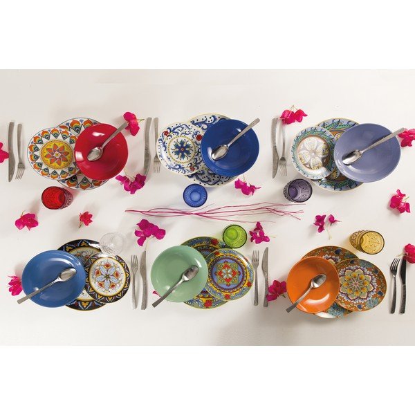 18 dalių spalvotų lėkščių rinkinys iš porceliano ir akmens masės "VDE Tivoli 1996 Renaissance-image-1