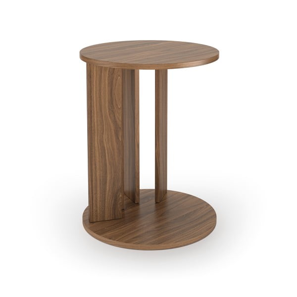 Apvalus kavos staliukas su riešutmedžio stalviršiu ø 50 cm Nora - TemaHome-image-2
