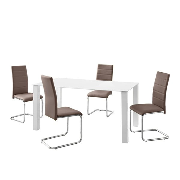 Stalo ir 4 rudų kėdžių komplektas Støraa Naral