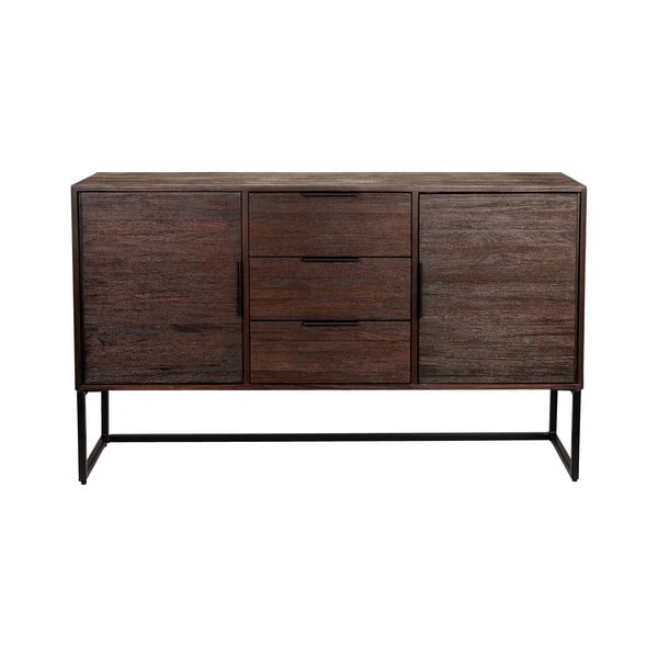 Iš tikmedžio masyvo žema šoninė spintelė rudos spalvos 135x82 cm Webster – White Label
