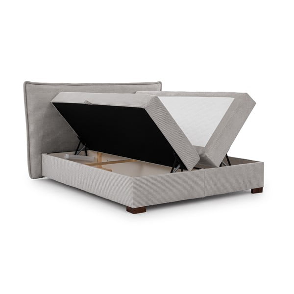 Šviesiai pilkos spalvos spyruoklinė lova su sandėliavimo vieta 160x200 cm Lysa – Ropez-image-2