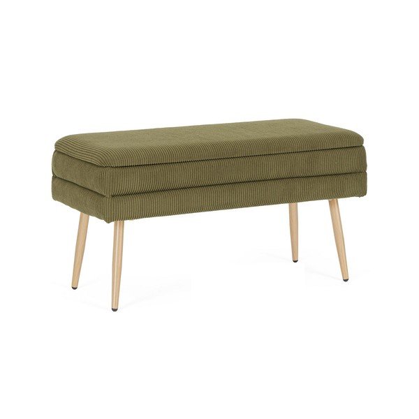 Žalios spalvos paminkštinto audinio suolas Olga – Bizzotto-image-2