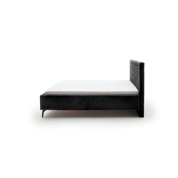 Juodos spalvos dvigulė lova audiniu dengta su sandėliavimo vieta su lovos grotelėmis 180x200 cm La Maison – Meise Möbel-image-3