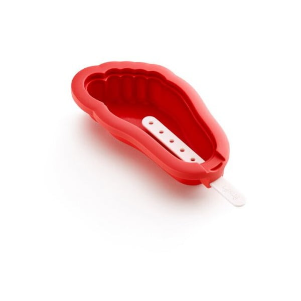 Raudona pėdos formos silikoninė forma ledams Lékué Iconic-image-1