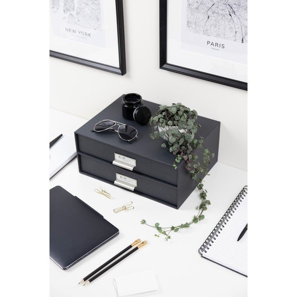 Tamsiai pilkas 2 skyrių dokumentų stalčius Bigso, 33 x 22,5 cm-image-1