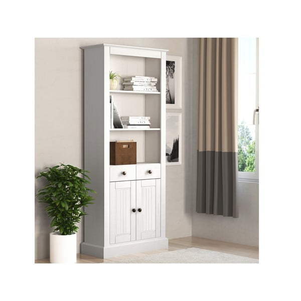 Iš pušies masyvo knygų spinta  baltos spalvos 181x31 cm Mille – Støraa-image-1