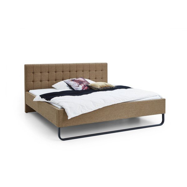 Šviesiai rudos spalvos dvigulė lova audiniu dengta be grotelių 180x200 cm Lambada – Meise Möbel-image-4