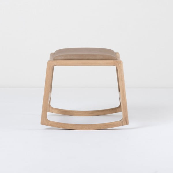 Pakoja su ąžuolo masyvo konstrukcija ir rudos buivolo odos detalėmis Gazzda Dedo-image-2