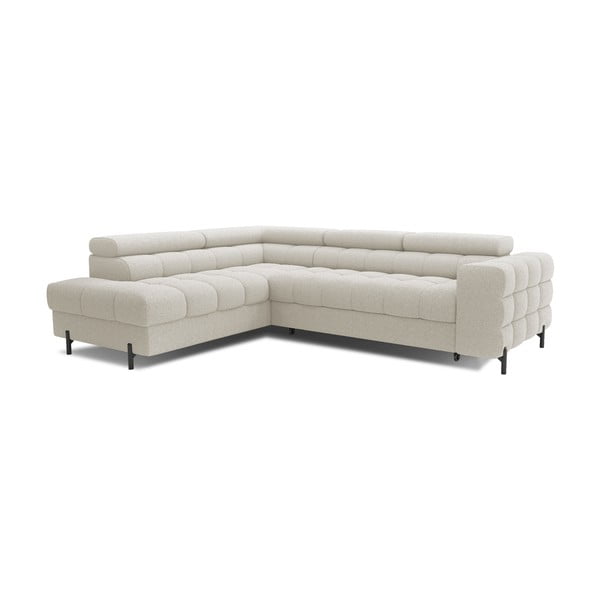 Kreminės spalvos iš boucle sulankstoma/su sandėliavimo vieta kampinė sofa (su kairiuoju kampu/„L“ formos) Ferucce – ELTAP-image-3