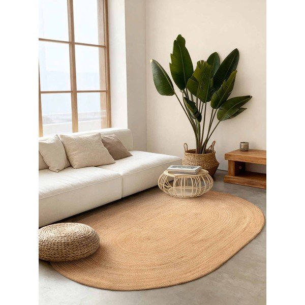 Apverčiamas/rankų darbo natūralios spalvos iš džiuto kilimas 160x230 cm Braided – Hanse Home-image-1