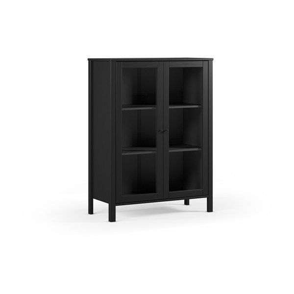 Juodos spalvos iš pušies masyvo vitrina 90x120x40 cm Alessandra – Marckeric