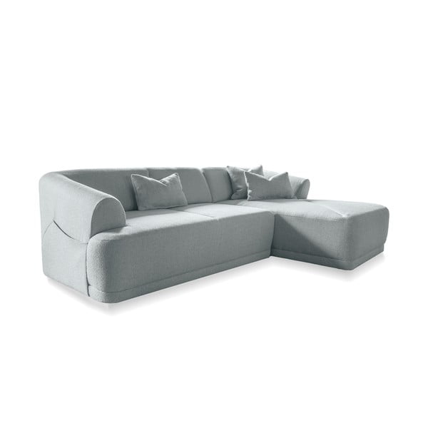 Kampinė sofa šviesiai pilkos spalvos – Miuform