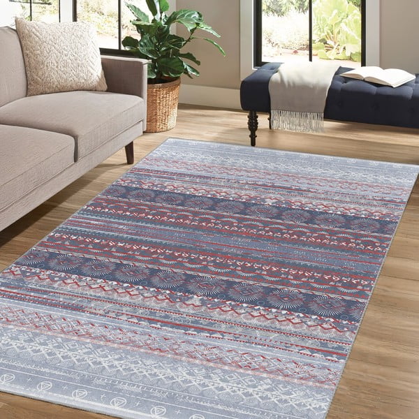 Skalbiamas kilimas violetinės spalvos/pilkos spalvos 120x180 cm Vintage Stripe – Mila Home-image-4