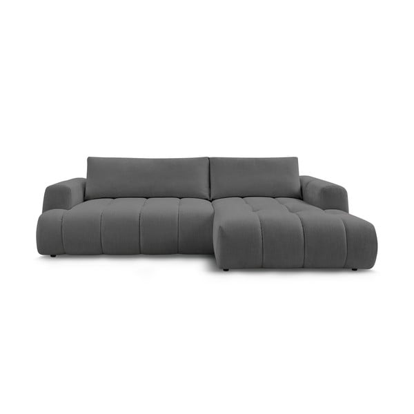 Tamsiai pilkos spalvos sulankstoma/su sandėliavimo vieta kampinė sofa (su dešiniuoju kampu/su gultu) Fuji – Bobochic Paris