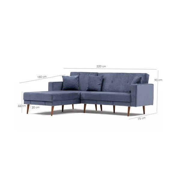 Mėlynai pilka sofa lova Dublinas, kairysis kampas-image-1