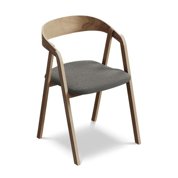 Pilkos spalvos iš medienos masyvo valgomojo kėdė Erika – Makamii