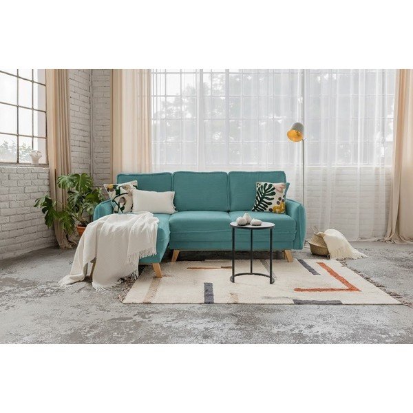 Sulankstoma (kintama) kampinė sofa turkio spalvos iš kordinio velveto Tori – Bonami Selection-image-1