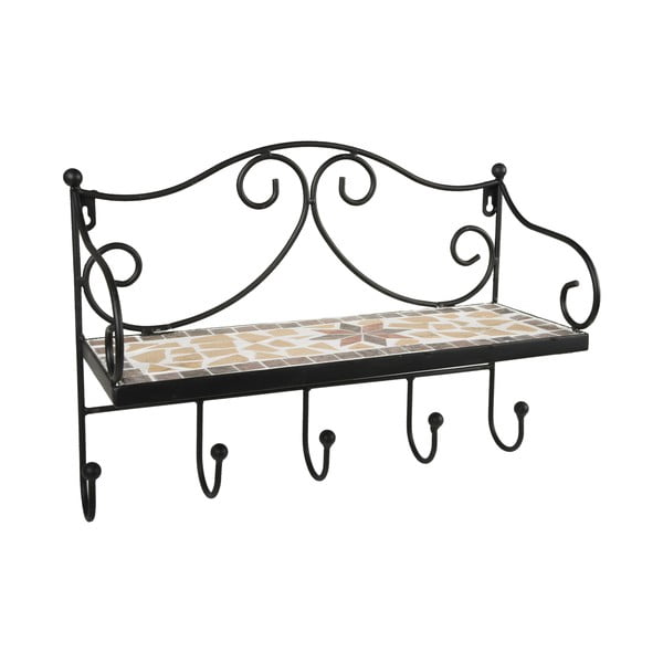 Juodos spalvos iš metalo sieninė lentyna su lentyna 42 cm Almeria – Garden Pleasure