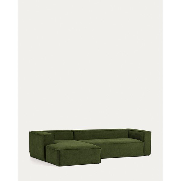 Žalios spalvos iš kordinio velveto kampinė sofa (su kairiuoju kampu/su gultu) Blok – Kave Home-image-2