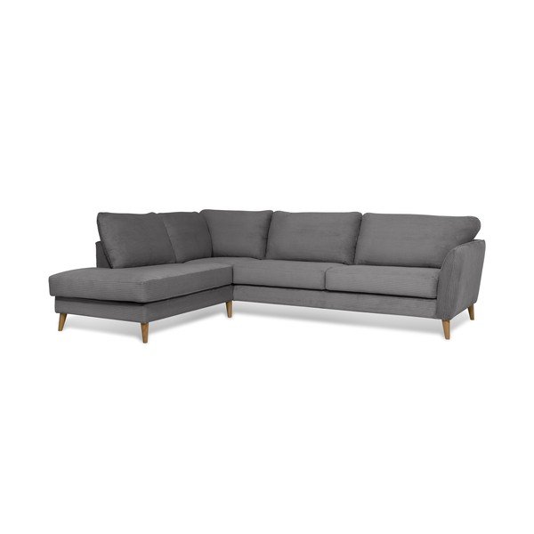 Iš kordinio velveto kampinė sofa tamsiai pilkos spalvos (su kairiuoju kampu) Paris – Scandic-image-2