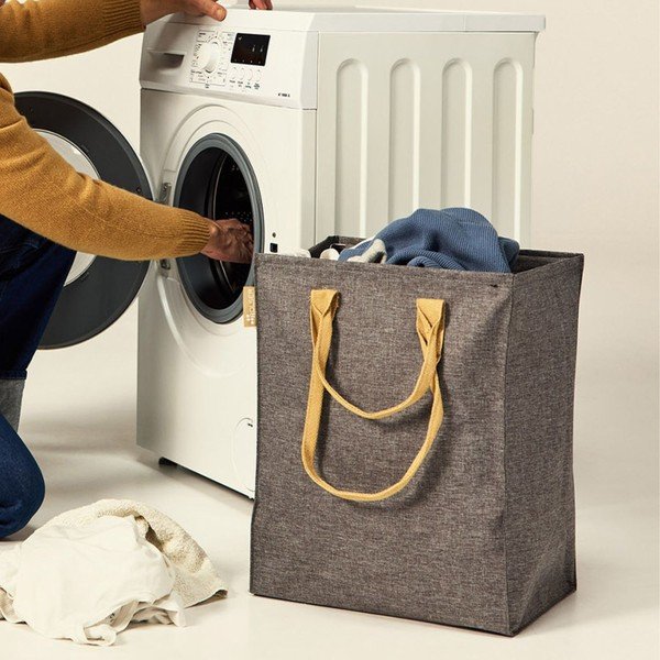 Pilkos spalvos iš tekstilės skalbinių krepšys 53 l Laundry Hub Tweed – Rolser-image-2