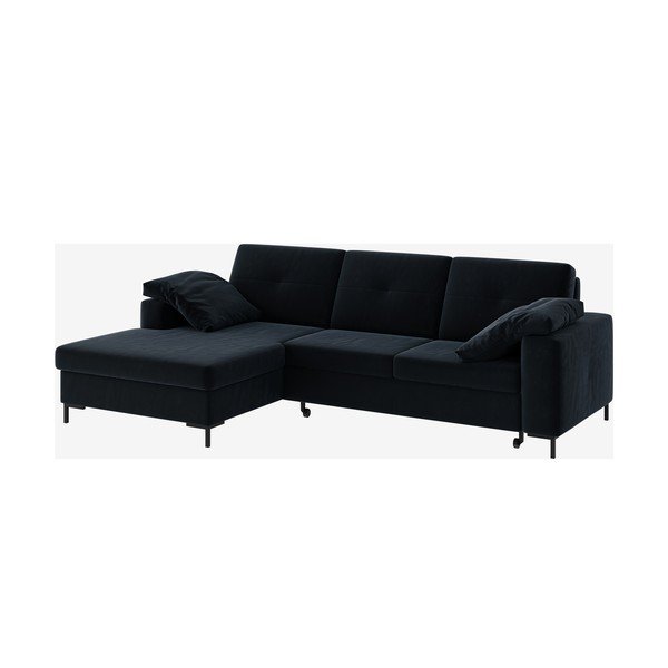 Tamsiai mėlyna aksominė sofa Ghado Moor, kairysis kampas-image-2