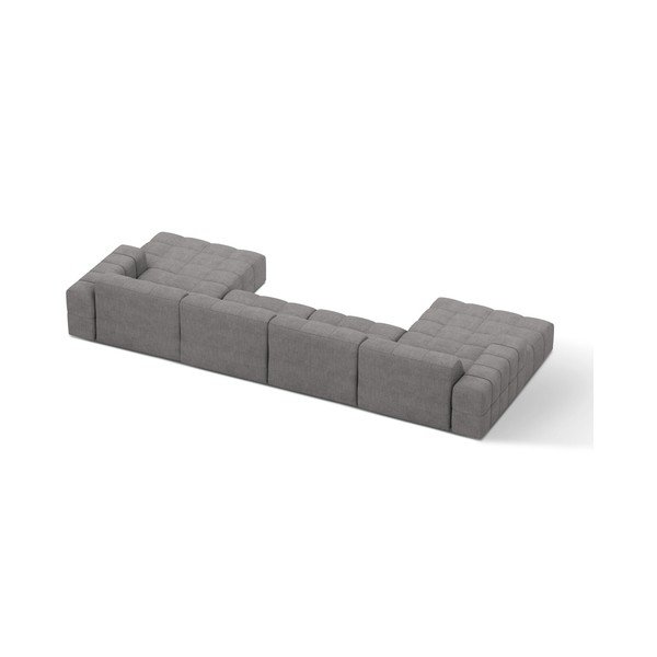 Pilkos spalvos kampinė sofa iš šenilinio audinio („U“ formos) Chicago – Cosmopolitan Design-image-2