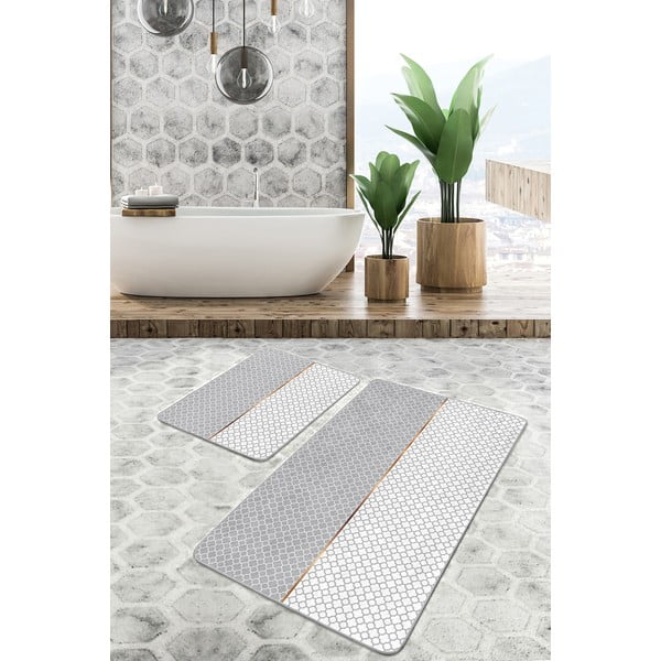 Vonios kilimėliai pilkos spalvos 2 vnt. 60x100 cm – Mila Home-image-3