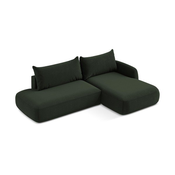 Tamsiai žalios spalvos sulankstoma kampinė sofa (su dešiniuoju kampu/su gultu) Hale – Makamii-image-4