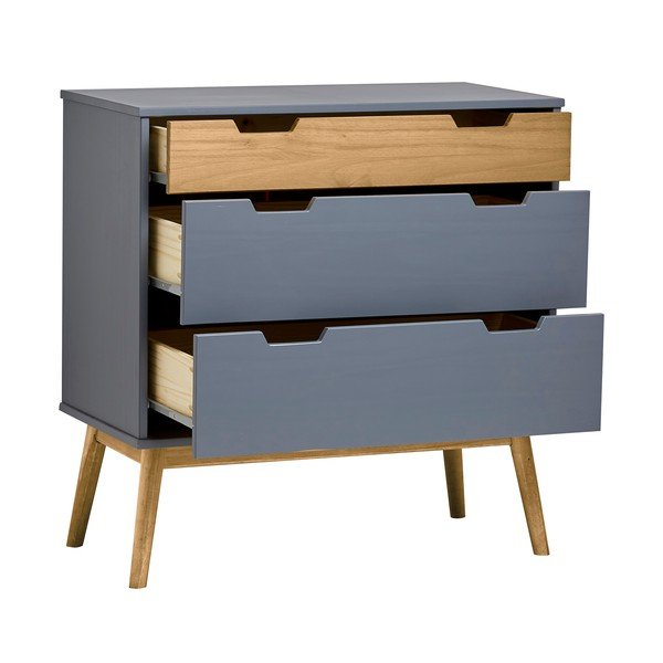 Pilka pušies masyvo komoda Marckeric Baku, aukštis 82 cm-image-4