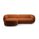 Terakotos spalvos kampinė sofa iš velveto (su kairiuoju kampu/su gultu) Kate – Micadoni 
