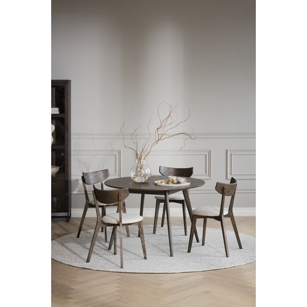 Apvalios formos valgomojo stalas tamsiai rudos spalvos iš ąžuolo ø 115 cm Yumi – Rowico-image-1