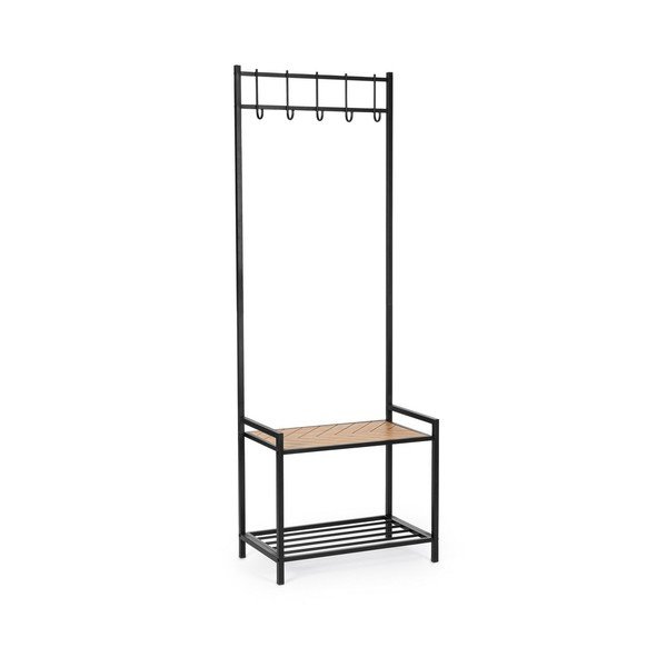 Juodos spalvos/natūralios spalvos iš metalo sieninė lentyna su lentyna 64,5 cm Haldor – Yes Everyday