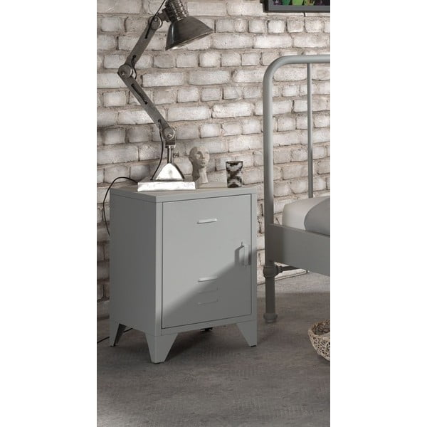 Pilkas metalinis naktinis staliukas Bronxx - Vipack-image-1