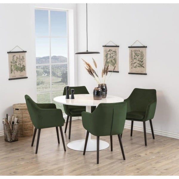 Žalios spalvos iš audinio valgomojo kėdė su porankiais Nora – Actona-image-1